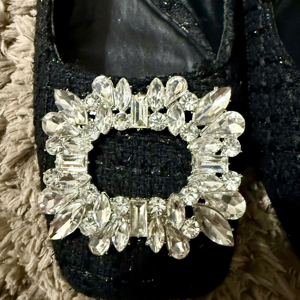 Square toe embellished fabric ballet flats Zara 37 - Picture 5 of 6